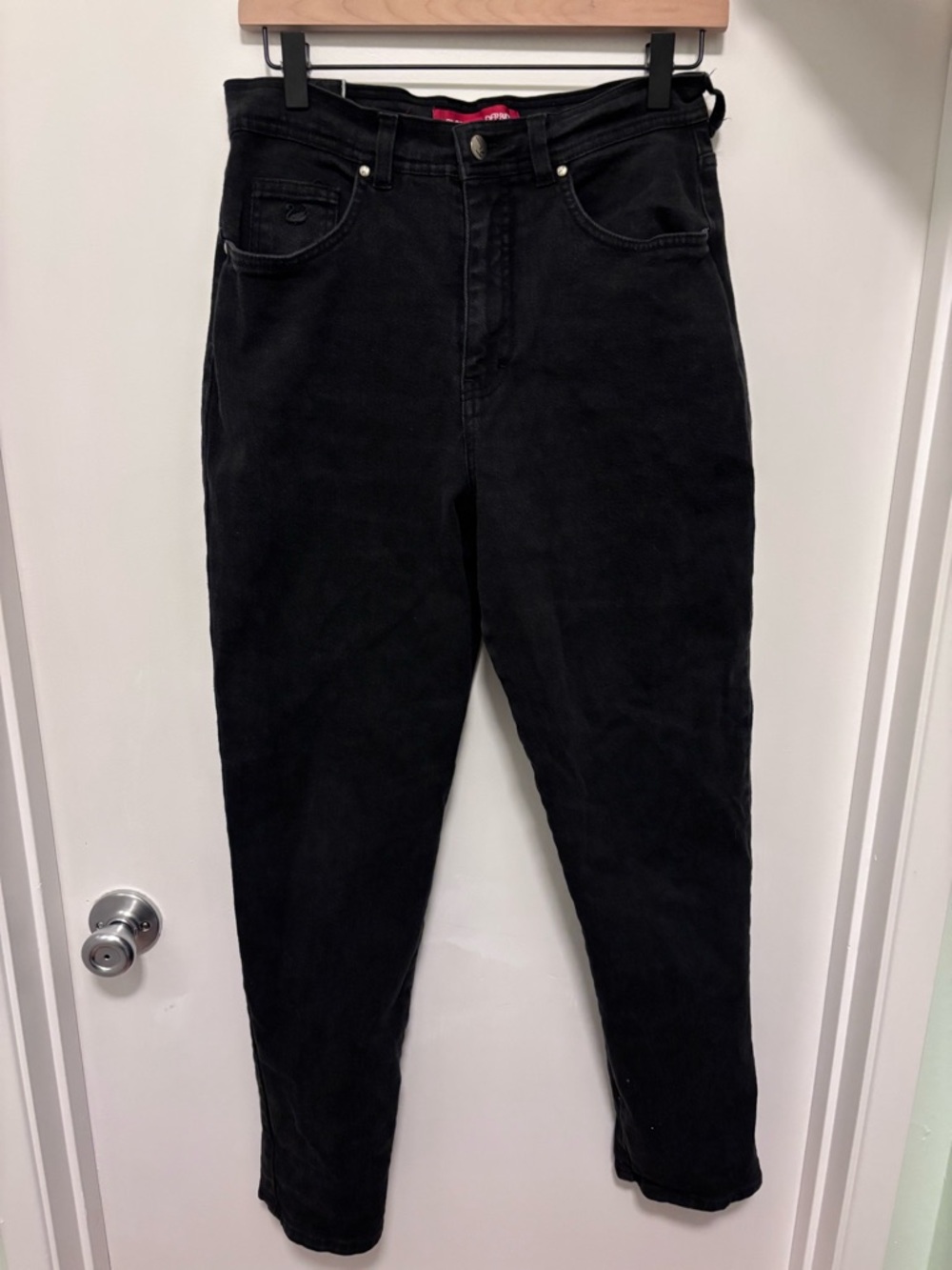 Vintage Gloria Vanderbilt High-Waist Black Mom Jeans, Size 12, Denim, 28 Waist